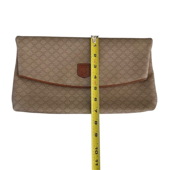 Authentic Celine Macadam Triomphe Beige & Tan Large Fold Over Clutch Evening Bag - Picture 11 of 16